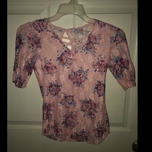 Pink floral lace top